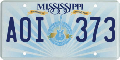MS license plate AOI373