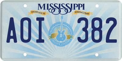 MS license plate AOI382