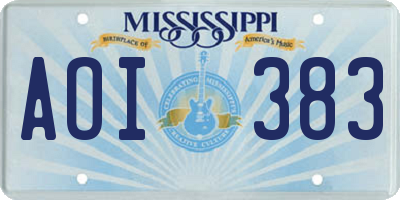 MS license plate AOI383