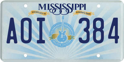MS license plate AOI384