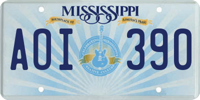 MS license plate AOI390