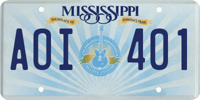 MS license plate AOI401