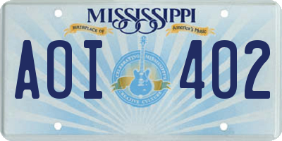 MS license plate AOI402
