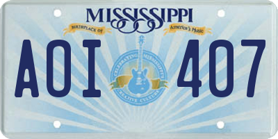 MS license plate AOI407