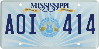 MS license plate AOI414
