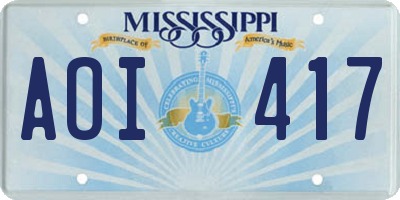 MS license plate AOI417