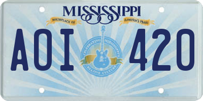 MS license plate AOI420