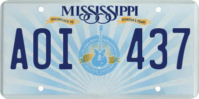 MS license plate AOI437