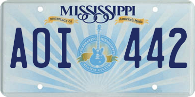 MS license plate AOI442