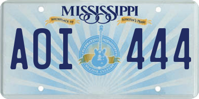 MS license plate AOI444