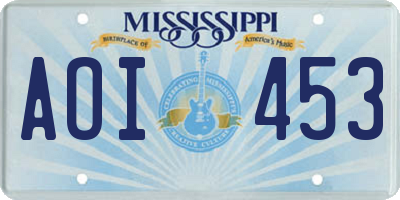 MS license plate AOI453