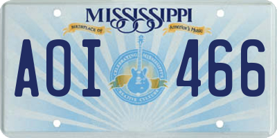 MS license plate AOI466
