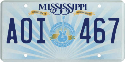 MS license plate AOI467