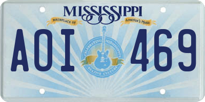 MS license plate AOI469