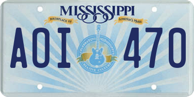 MS license plate AOI470