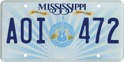 MS license plate AOI472