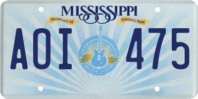 MS license plate AOI475