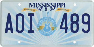 MS license plate AOI489