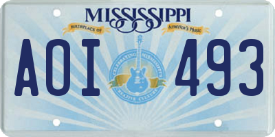 MS license plate AOI493