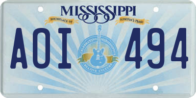 MS license plate AOI494