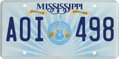 MS license plate AOI498