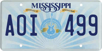 MS license plate AOI499