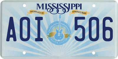 MS license plate AOI506