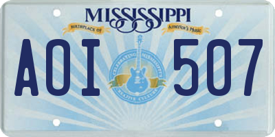 MS license plate AOI507