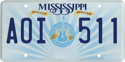MS license plate AOI511