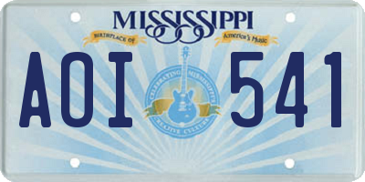 MS license plate AOI541