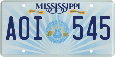 MS license plate AOI545