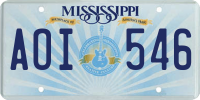 MS license plate AOI546