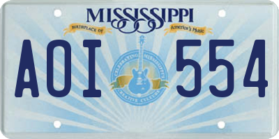 MS license plate AOI554