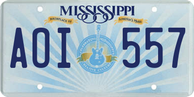 MS license plate AOI557