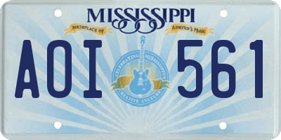 MS license plate AOI561