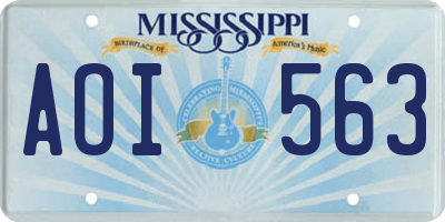 MS license plate AOI563