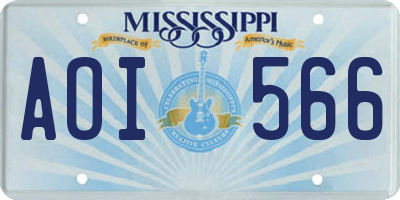 MS license plate AOI566
