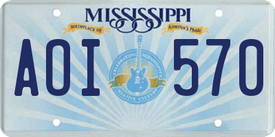 MS license plate AOI570