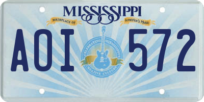 MS license plate AOI572