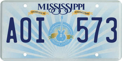 MS license plate AOI573
