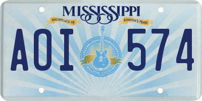 MS license plate AOI574