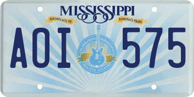 MS license plate AOI575