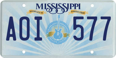 MS license plate AOI577