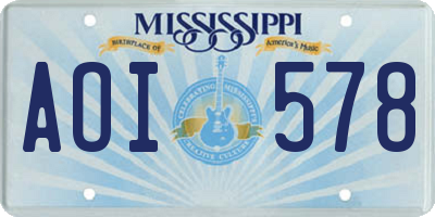 MS license plate AOI578