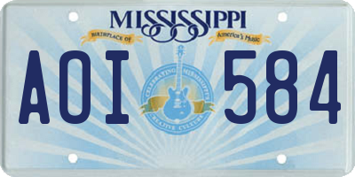 MS license plate AOI584