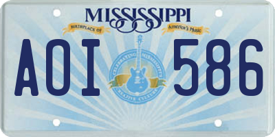 MS license plate AOI586