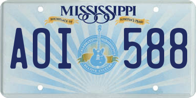 MS license plate AOI588