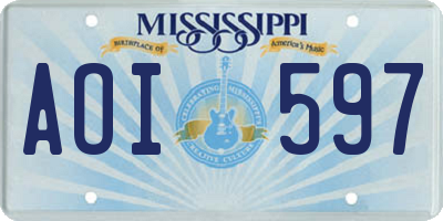 MS license plate AOI597