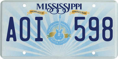 MS license plate AOI598