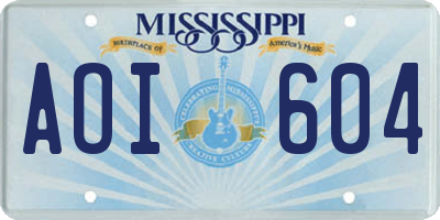 MS license plate AOI604